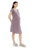 Luvmabelly MYRA9585 Yandan Çıt Çıtlı Hamile Geceliği - Mor Çizgili