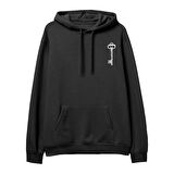 Key  Baskılı Siyah Hoodie
