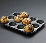 12 Bölmeli Metal Yapışmaz Muffin Kek Kalıbı