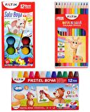 Fatih 3'lü Boyama Seti - Kuru Boya+Sulu Boya+Pastel Boya