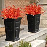 6lı Set Yapay Çiçek Tam Turuncu Mineli Şimşir Lotus 7 Dallı Plastik Dekoratif Yapay Bitki