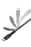 Flow 1.5M 60W Dijital Göstergeli Type-C to Lightning PD Hızlı Şarj Kablo - Siyah