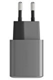 AmpCharge GaN35 35W Type-C ve 30W USB 3.0 Çıkışlı Hızlı Şarj Aleti - Koyu Gri