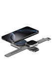 MagDuo 2in1 Katlanabilir 15W Telefon ve 2.5W Saat Masaüstü Hızlı Şarj Standı - Lacivert
