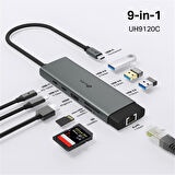 TP-LINK UH9120C USB TYPE-C DOCKING STATION 9 PORT USB-C PD + USB C + USB 3.0 X3 + KART OKUYUCU