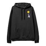 Astro-1   Baskılı Siyah Hoodie