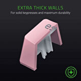 Oyun Klavyesi için Razer PBT Tuş Takımı - Mekanik ve optik klavyeler için klavye yükseltme seti (arka ışık uyumluluğu, üstün PBT malzemesi) Kuvars/Pembe Outlet