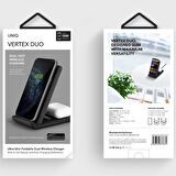 Uniq Vertex Duo 2in1 MagSafe 15W Şarj Standı - Siyah
