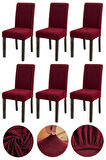 Bambu Nano Kumaş Likralı Yıkanabilir 6'lı Sandalye Kılıfı Lastikli Sandalye Örtüsü (6ADET) - BORDO 