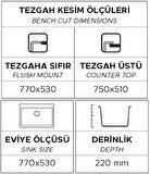 GRANİT EVİYE K003 DIDYMA 77 ANTRASİT (77 X 53)