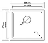 GRANİT EVİYE K012 GORDION 60 SİYAH (60 X 47,5)