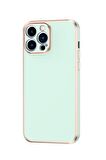 Apple iPhone 14 Pro Max Kılıf Kamera Korumalı Altın Kenar Tasarım Silikon
