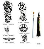 Tribal ve Kol Tüp Kına ve Fırça hediyeli Tattoo Geçici Dövme Seti