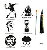 Dik Duruş Tüp Kına ve Fırça hediyeli Tattoo Geçici Dövme Seti