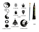 Minimal Parmak ve Sırt Serisi Tüp Kına ve Fırça hediyeli Tattoo Geçici Dövme Seti