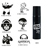 Çılgın Oyuncu Spray Tattoo Geçici Dövme Seti Dark Sprey Dövme Kiti