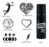 Voleybol Aşkı Spray Tattoo Geçici Dövme Seti Dark Sprey Dövme Kiti