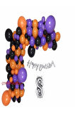 Lüks Turuncu Lila Doğum Günü Balon Zincir Seti