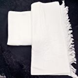 KANAVİÇE İŞLEME KADİFE SOFT BEYAZ HAVLU 2 ADET 50 X 90 CM BEYAZ