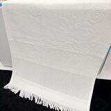 KANAVİÇE İŞLEME KADİFE SOFT BEYAZ HAVLU 2 ADET 50 X 90 CM BEYAZ