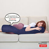 XPERMATE Sarılma Yastığı , Uyku Yastığı , Bacak Arası Yastığı Silindir 150x20 cm Lacivert 