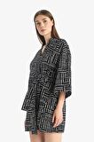 DeFacto Regular Fit Desenli Kuşaklı Pamuklu Kimono-Fall in Love D0453AX25SPBK27