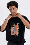 DeFacto Dragon Ball Loose Fit Bisiklet Yaka Sırt Baskılı Pamuklu Kısa Kollu Tişört C6526AX24AUBK81