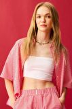 DeFacto Coool Oversize Çizgili Poplin Kısa Kollu Gömlek D3835AX24HSRD93
