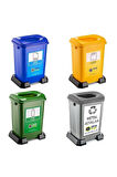4 Lü Geri Dönüşüm Kutusu Kağıt Atık Plastik Atık Cam ve Sıfır Atık Kutuları 50 Lt