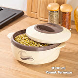 Porsima 3149 1000 mL Yemek Termosu - Sızdırmaz Kilitlenebilir Kapak Paslanmaz Çelik Sefer Tası - Krem