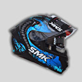 Smk Typhoon Reptile Mavi Kapalı Kask (ECE 22.06) (Fit Kasa)
