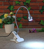 Beyaz Cob Ledli Masa Lambası Kıskaçlı Akrobatik Usb Masa Lambası - Çalışma Lambası - 360 Esnek Gövde Beyaz Işık