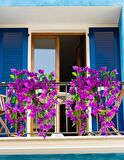 Yapay Çiçek Mor Begonvil Küpeşte Askılı Saksıda Balkon Çiçeği Çiçek Sepeti