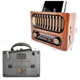 RADYO NOSTALJİ ŞARJLI PİLLİ BT/USB/SD/AUX/FM TELEFON STANDLI CAMERON CM-1966BT KAHVERENGİ