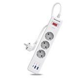 Honeywell 3'lü Akım Koruyucu Priz 2x USB-A + 1x USB-C 20W PD - Beyaz