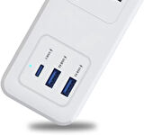 Honeywell 3'lü Akım Koruyucu Priz 2x USB-A + 1x USB-C 20W PD - Beyaz