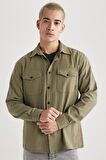 DeFacto Regular Fit Polo Yaka Basic Düz Pamuklu Uzun Kollu Gömlek B2654AX24SPKH470