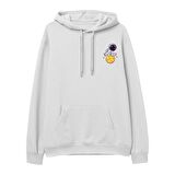 Astro-5  Baskılı Beyaz Hoodie