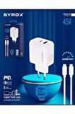 Gan 45w Pdvhızlı Turbo Şarj Type-c Ve Usb A Çift Girişli Şarj Adaptörü/ Type-c Kablo Set