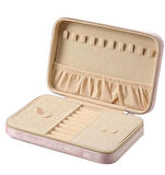 GMN-2 Lüx Kadife Mücevher Takı Kutusu - Yüzük küpe Altın Kolye Takı Organizeri / Aynalı (PEMBE)