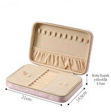 GMN-2 Lüx Kadife Mücevher Takı Kutusu - Yüzük küpe Altın Kolye Takı Organizeri / Aynalı (PEMBE)