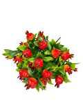 3lü Set Yapay Kiraz Demeti Yapay Çiçek 30*20cm Yeşil Yapraklı 