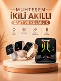 Wireless Şarjlı Akıllı Saat ve Dijital Göstergeli Kablosuz Bluetooth Kulaklık Nabız Ölçer