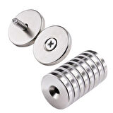 10 Adet 25x10/5x5,5 Mm Neodyum Mıknatıs Havşa Delikli Magnet Vida Atılabilir N35 Nikel Paslanmaz