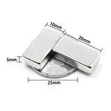 10 Adet 20x10x5 Mm Neodyum Magnet N35 Güçlü Mıknatıs Köşeli Ve Dayanıklı Nikel Kaplama