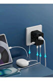 25w Evrensel Seyahat Adaptörü, Eu/us/uk/au Priz Dönüştürücü, 1x Usb, 2x Type-c Hızlı Şarj