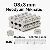 100 Adet 8x3mm Yuvarlak Neodyum Mıknatıs Güçlü Nikel Kaplamalı Kaliteli Dayanıklı Magnet