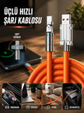 3 İn 1 Süper Hızlı Şarj Kablosu Android Ve İos Uyumlu Silikon Şarj Kablosu