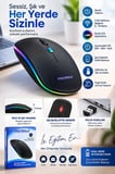 Kablosuz Şarjlı Sessiz Tıklamalı Ergonomik Mouse