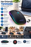 Kablosuz Şarjlı Sessiz Tıklamalı Ergonomik Mouse